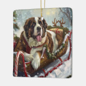 Sint Bernard Hond Kerstfeest Keramisch Ornament (Links)