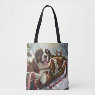Sint Bernard Hond Kerstfeest Tote Bag