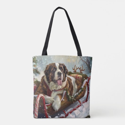 Sint Bernard Hond Kerstfeest Tote Bag (Achterkant)