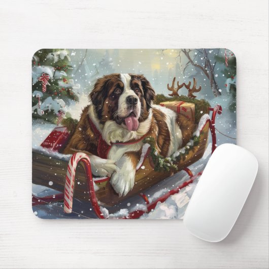 Sint-bernard-hond Kerstmis Festief Muismat (Met muis)