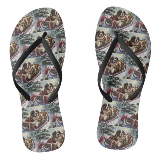 Sint-bernard-hond Kerstmis Festief Teenslippers (Voetbed)