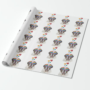Sint Bernard-hond met harten Valentijnsdag Cadeaupapier
