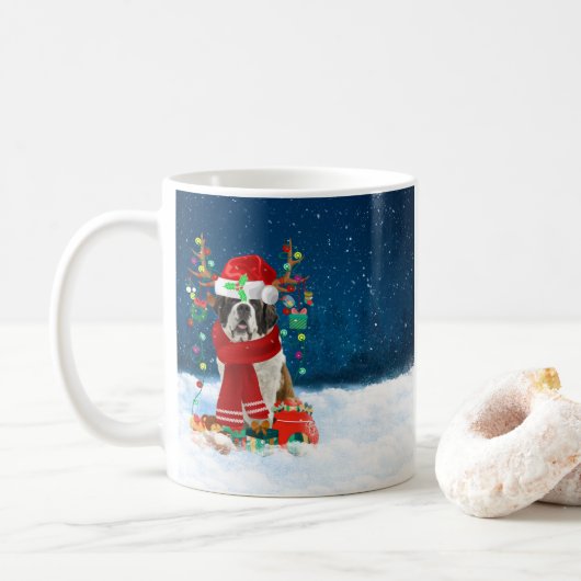 Sint Bernard hond met kerstcadeaus Gooi Pillo Koffiemok (Met donut)