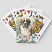Sint Bernard Hond met Paaseieren Vakantie Pokerkaarten (Achterkant)