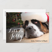 Sint Bernard-hond met Santa Hat Feestdagenkaart (Voorkant / Achterkant)