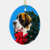 Sint-Bernard-hond met Wreath-sieroog Keramisch Ornament (Rechts)