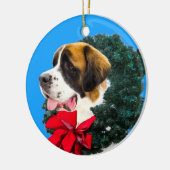 Sint-Bernard-hond met Wreath-sieroog Keramisch Ornament (Links)