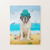 Sint Bernard Hond op het strand Legpuzzel (Verticaal)