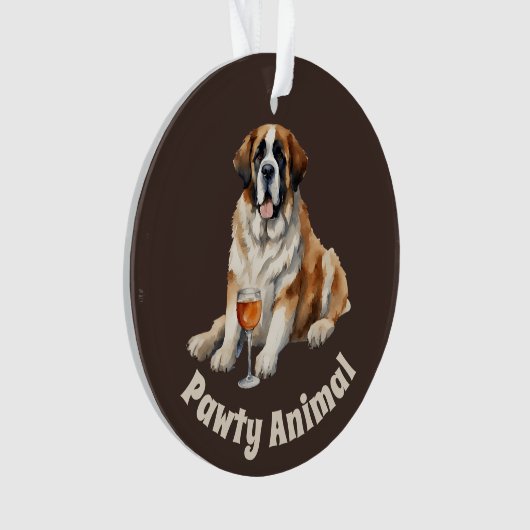 Sint Bernard Hond Pawty Dier Ornament (voorkant)