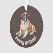 Sint Bernard Hond Pawty Dier Ornament (voorkant)