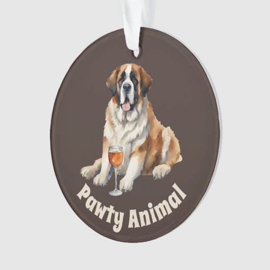 Sint Bernard Hond Pawty Dier Ornament (voorkant)
