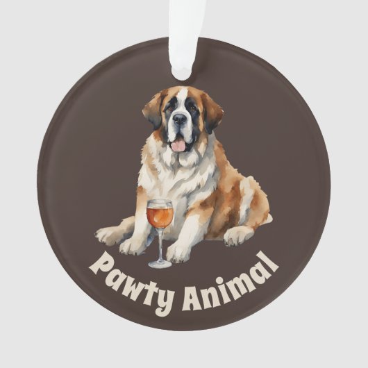 Sint Bernard Hond Pawty Dier Ornament (voorkant)