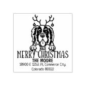 Sint Bernard Hond Vrolijk Kerstmis Retouradres Rubberstempel (Afrduk)