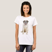 Sint Bernard Hond Waterverf Kunst Schilderen T-shirt (Voorkant volledig)