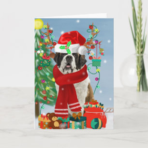 Sint-Bernard Honden in Sneeuw Kerstmis  Kaart
