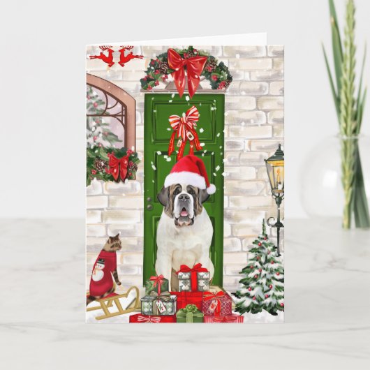 Sint-Bernard Honden Kerstmis  Kaart (Voorkant)