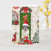 Sint-Bernard Honden Kerstmis  Kaart (Gele Bloem)