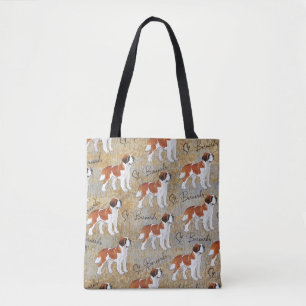 Sint-Bernard-honden met Rustic-achtergrond Tote Bag