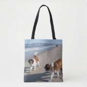 Sint-Bernard-honden op het strand Tote Bag (Voorkant)