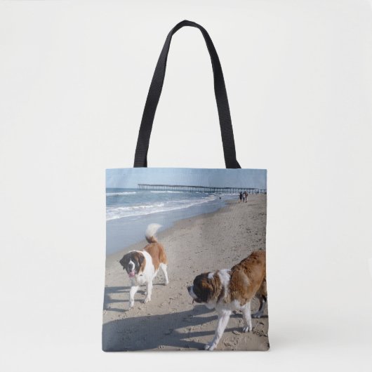 Sint-Bernard-honden op het strand Tote Bag (Voorkant)