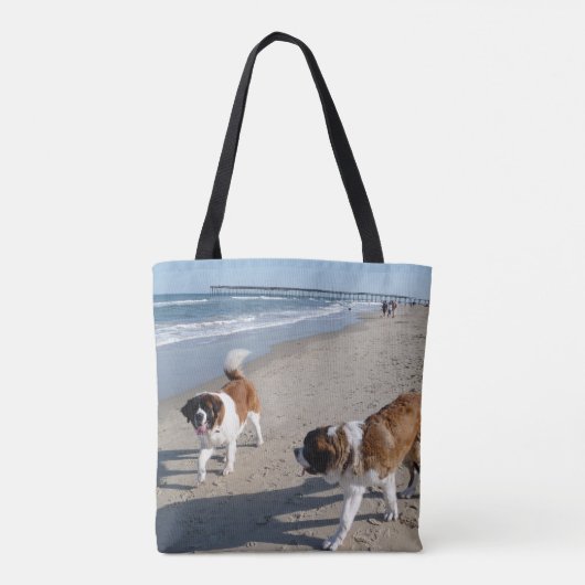 Sint-Bernard-honden op het strand Tote Bag (Achterkant)