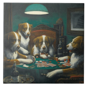 sint bernard honden spelen poker tegeltje