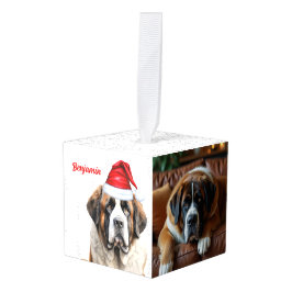 Sint Bernard Honden Twee Foto Kerstvakantie Decoratie