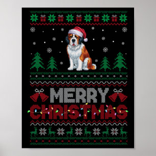 Sint Bernard Hondenliefhebbers Kerstboom met kerst Poster