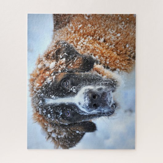 Sint-Bernard in de sneeuw Legpuzzel (Verticaal)