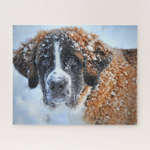 Sint-Bernard in de sneeuw Legpuzzel