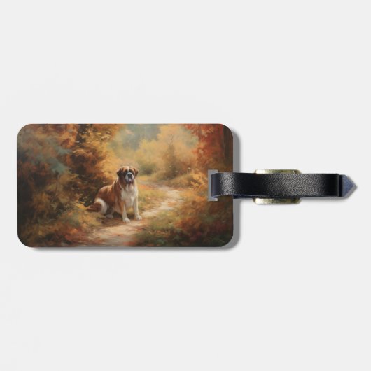 Sint Bernard in Herfst laat Herfst inspireren Bagagelabel (Achterkant horizontaal)
