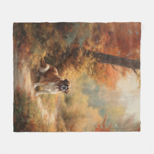 Sint Bernard in Herfst laat Herfst inspireren Fleece Deken (Voorkant (Horizontaal))