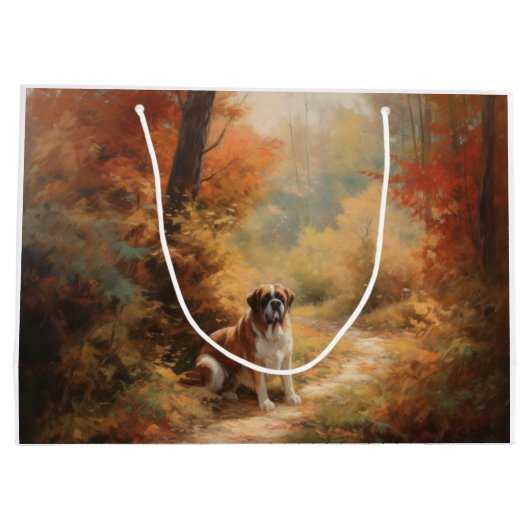 Sint Bernard in Herfst laat Herfst inspireren Groot Cadeauzakje (Achterkant)
