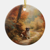 Sint Bernard in Herfst laat Herfst inspireren Keramisch Ornament (Voorkant)