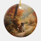 Sint Bernard in Herfst laat Herfst inspireren Keramisch Ornament (Achterkant)