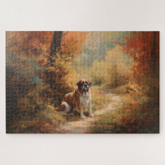 Sint Bernard in Herfst laat Herfst inspireren Legpuzzel (Horizontaal)