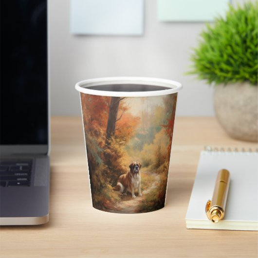 Sint Bernard in Herfst laat Herfst inspireren Papieren Bekers (Insitu)