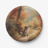Sint Bernard in Herfst laat Herfst inspireren Papieren Bordje (Voorkant)