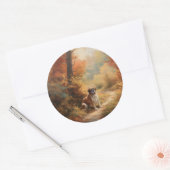 Sint Bernard in Herfst laat Herfst inspireren Ronde Sticker (Envelop)