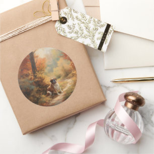 Sint Bernard in Herfst laat Herfst inspireren Ronde Sticker