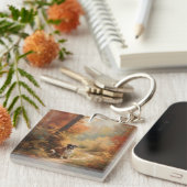 Sint Bernard in Herfst laat Herfst inspireren Sleutelhanger (Voorkant Rechts)