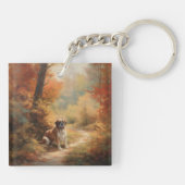 Sint Bernard in Herfst laat Herfst inspireren Sleutelhanger (Achterkant)
