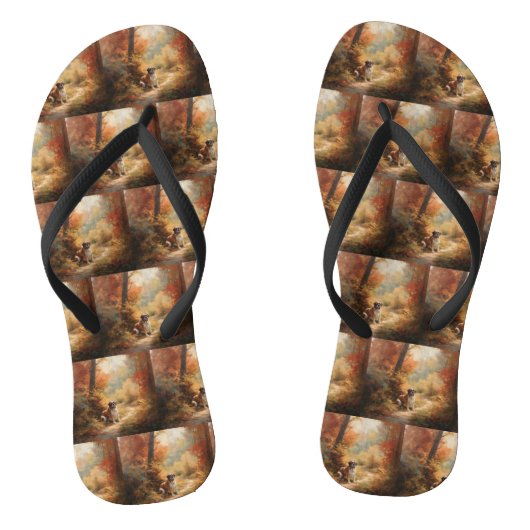 Sint Bernard in Herfst laat Herfst inspireren Teenslippers (Voetbed)