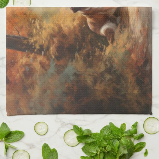 Sint Bernard in Herfst laat Herfst inspireren Theedoek (Gevouwen)