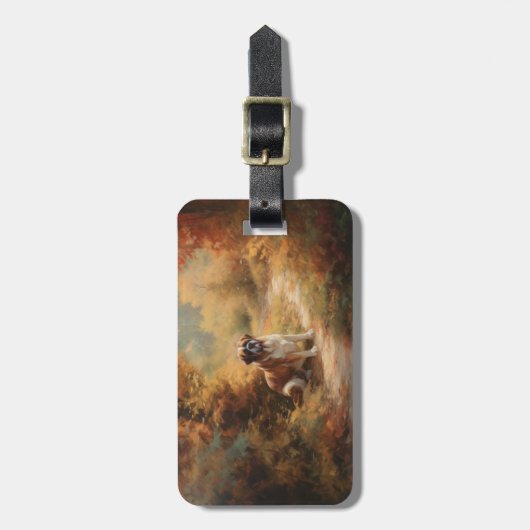 Sint-Bernard in herfstbladeren val inspireert Bagagelabel (Voorkant verticaal)