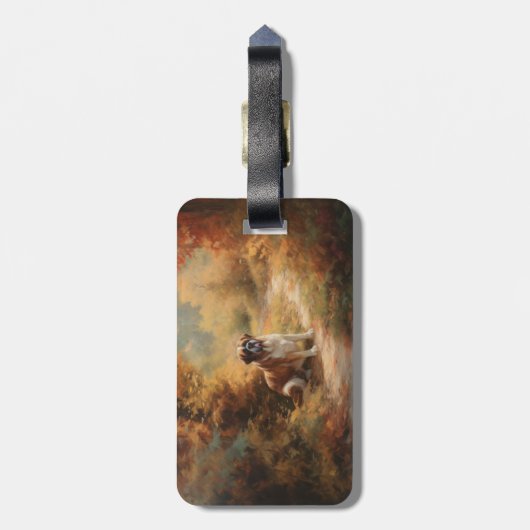 Sint-Bernard in herfstbladeren val inspireert Bagagelabel (Achterkant verticaal)