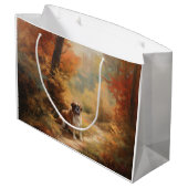 Sint-Bernard in herfstbladeren val inspireert Groot Cadeauzakje (Achterkant Gekanteld)