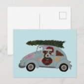 Sint-Bernard in hippieauto met Kerst Briefkaart (Voorkant / Achterkant)