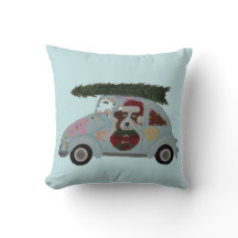 Sint-Bernard in hippieauto met Kerstmis