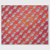 Sint-Bernard in Pet Pattern op Red Cadeaupapier (Vlak)